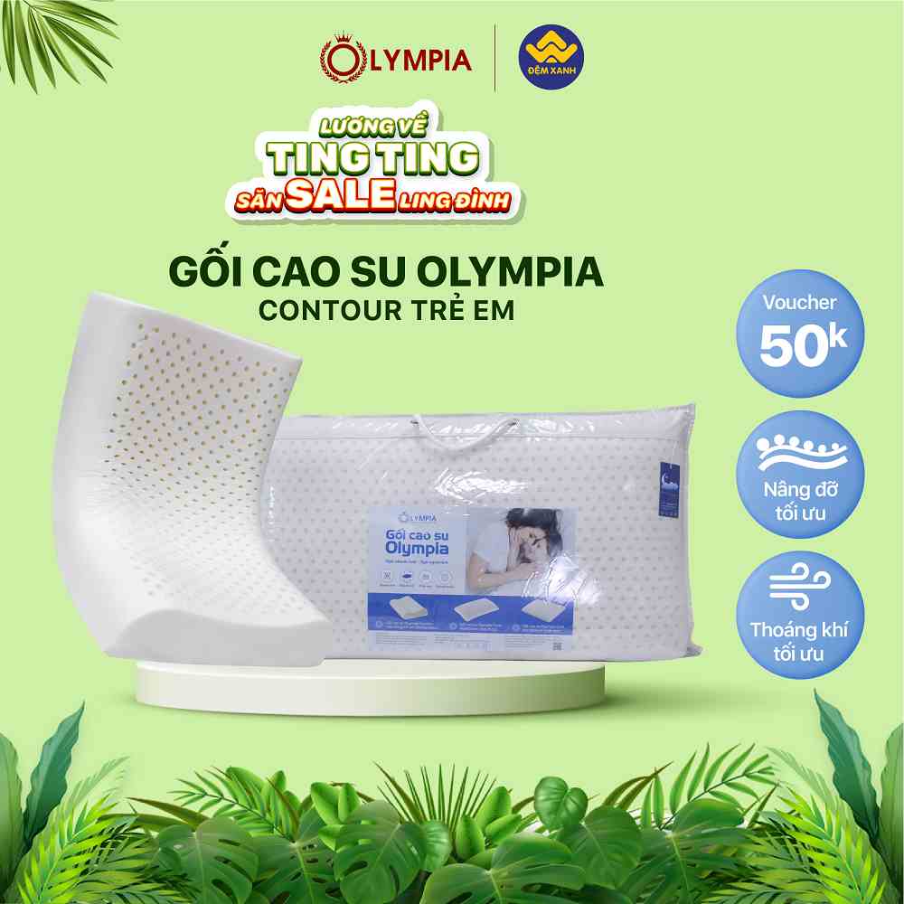 [ẢNH THẬT] Gối cao su Olympia Contour lượn sóng trẻ em 30x50x7x9 (Chính Hãng)