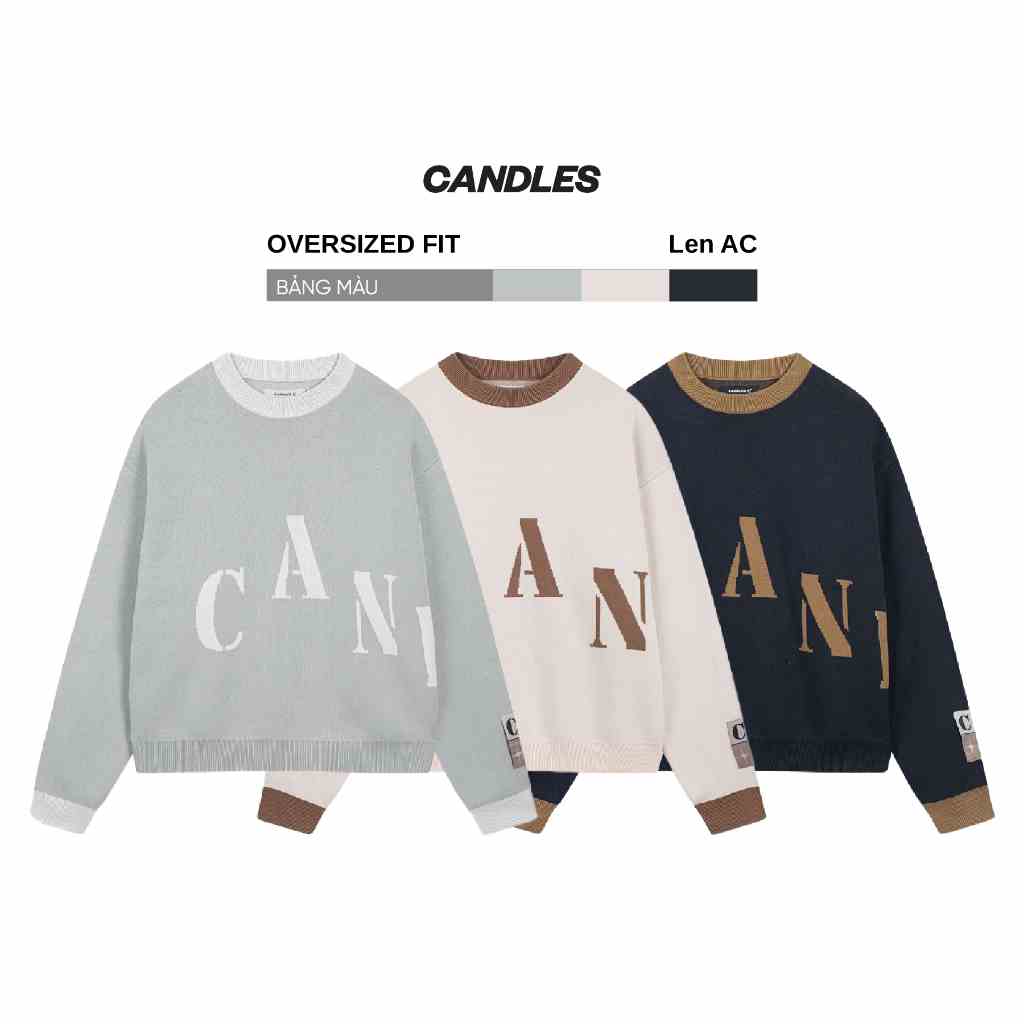 Áo nỉ len nam nữ oversized CANDLES COLDZY KNITWEAR dệt sợi chắc chắn sợi len cotton 100% chính hãng