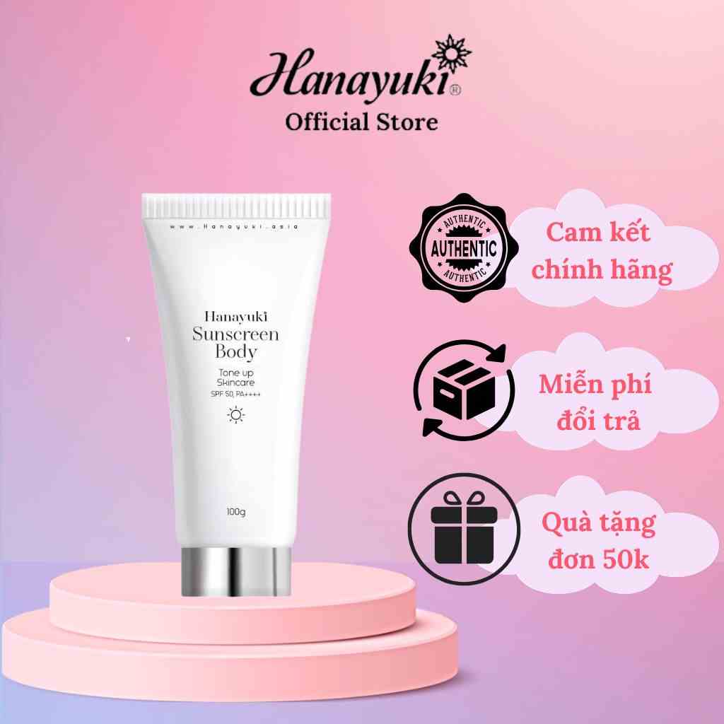 Kem Chống Nắng Hanayuki Sunscreen Body Nâng Tông Dưỡng Trắng SPF 50+/PA++++, Chống Nắng Hanayuki Chính Hãng 100g CN03