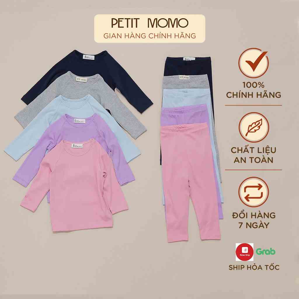 Bộ Thun Cotton Dài Tay Cho Bé Trai Và Bé Gái (7-17kg) Dáng Ôm Body, Ấm Áp, Nhiều Màu Sắc PETIT MOMO H020 NEW