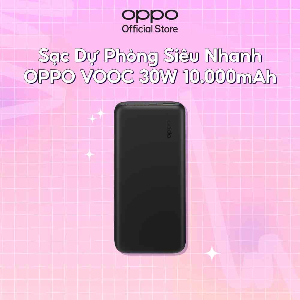 Pin Sạc Dự Phòng Siêu Nhanh OPPO VOOC 30W 10.000 mAh PBV02 | Hỗ Trợ Sạc Nhanh 30W | 1 USB Và 1 Type C | Hàng Chính Hãng