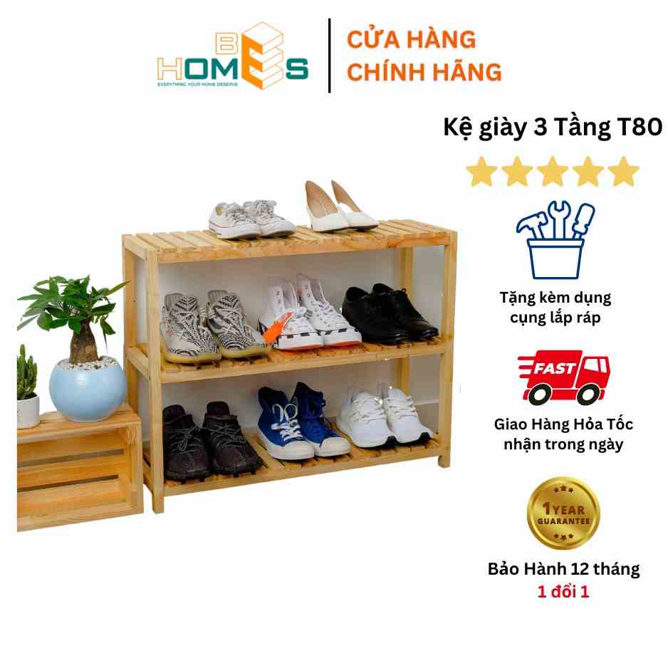 [Mã BMLTB35 giảm đến 35K đơn 99K] [Hỏa Tốc Kệ Giày Behomes 3 Tầng 80cm