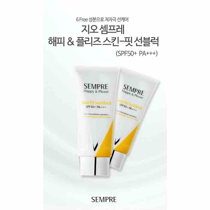 Kem chống nắng nâng tone da và kiểm soát dầu nhờn Geo Sempre Happy & Please Skin Fit Sunblock SPF50+PA+++50ml,100ml