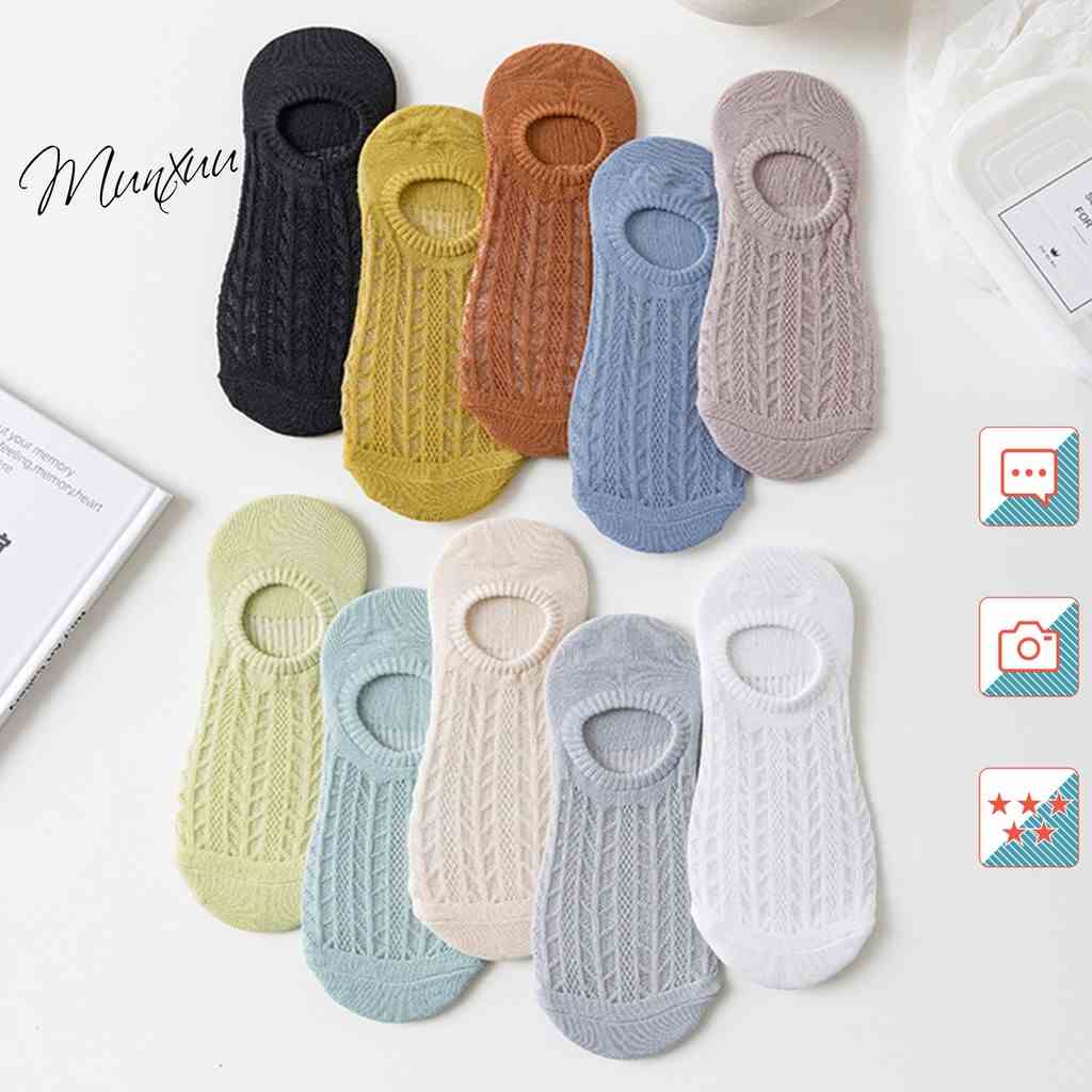 Tất chân nữ cổ ngắn Cotton đeo hài mặt lưới thông thoáng - MUNXUU T04