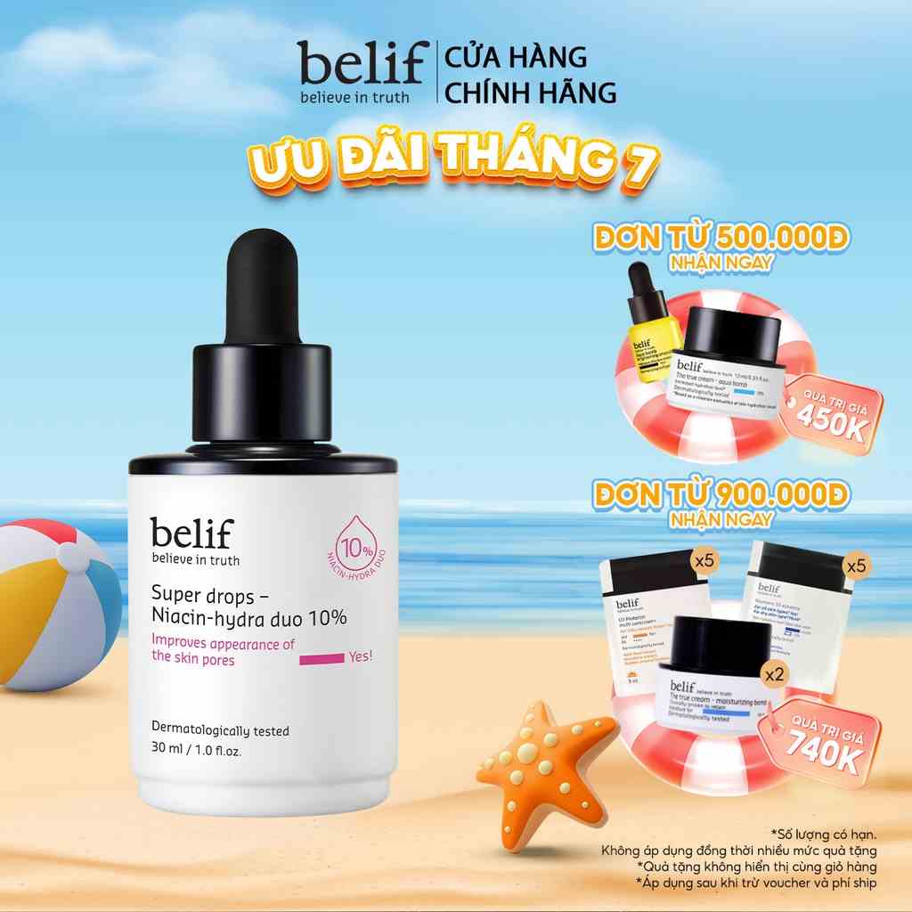 Tinh chất dưỡng ẩm và cải thiện lỗ chân lông belif Super Drops Niacin-hydra duo 10% 30 ml