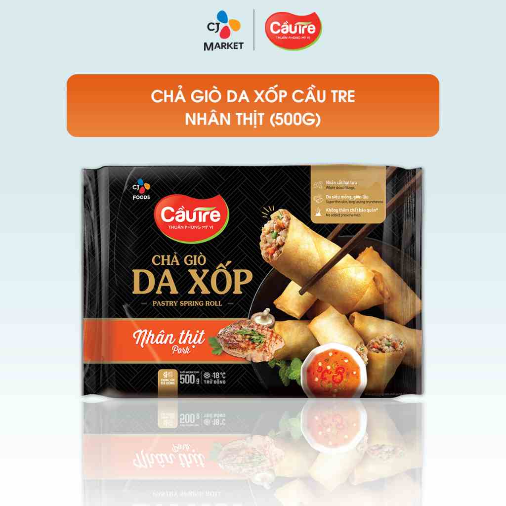 [Mã BMLTA35 giảm đến 35K đơn 99K] [HCM] Chả giò Cầu Tre da xốp - nhân Thịt 500g