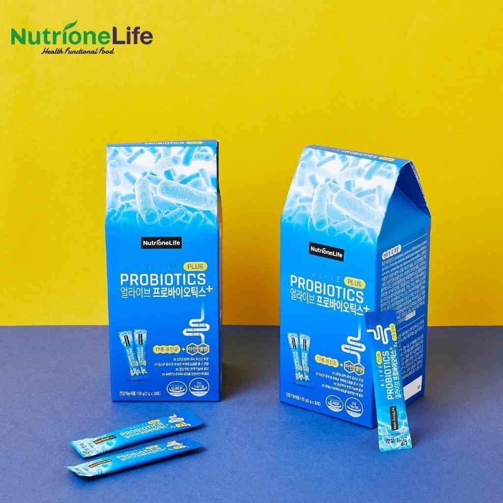 Combo 5 Gói Men Vi Sinh Alive Probiotics PLus 17 Chủng, Kẽm,Selen Cải Thiện Tiêu Chảy, Táo Bón,Rối Loạn Tiêu Hóa 2g/Gói