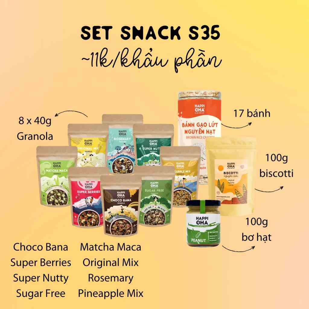 [Mã BMLTA35 giảm đến 35K đơn 99K] SET SNACK 35 KHẨU PHẦN S35 - ĂN VẶT ĂN XẾ HEALTHY HAPPI OHA