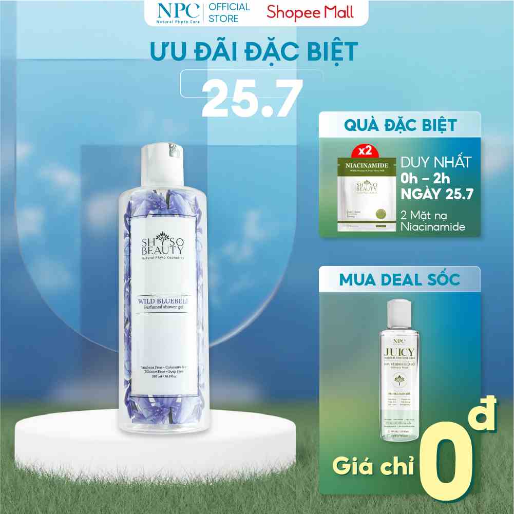 [Mã BMTTC60K giảm đến 60K đơn 50K] Sữa tắm nước hoa Anh quốc SHSO Beauty Wild Bluebell chai 500ml