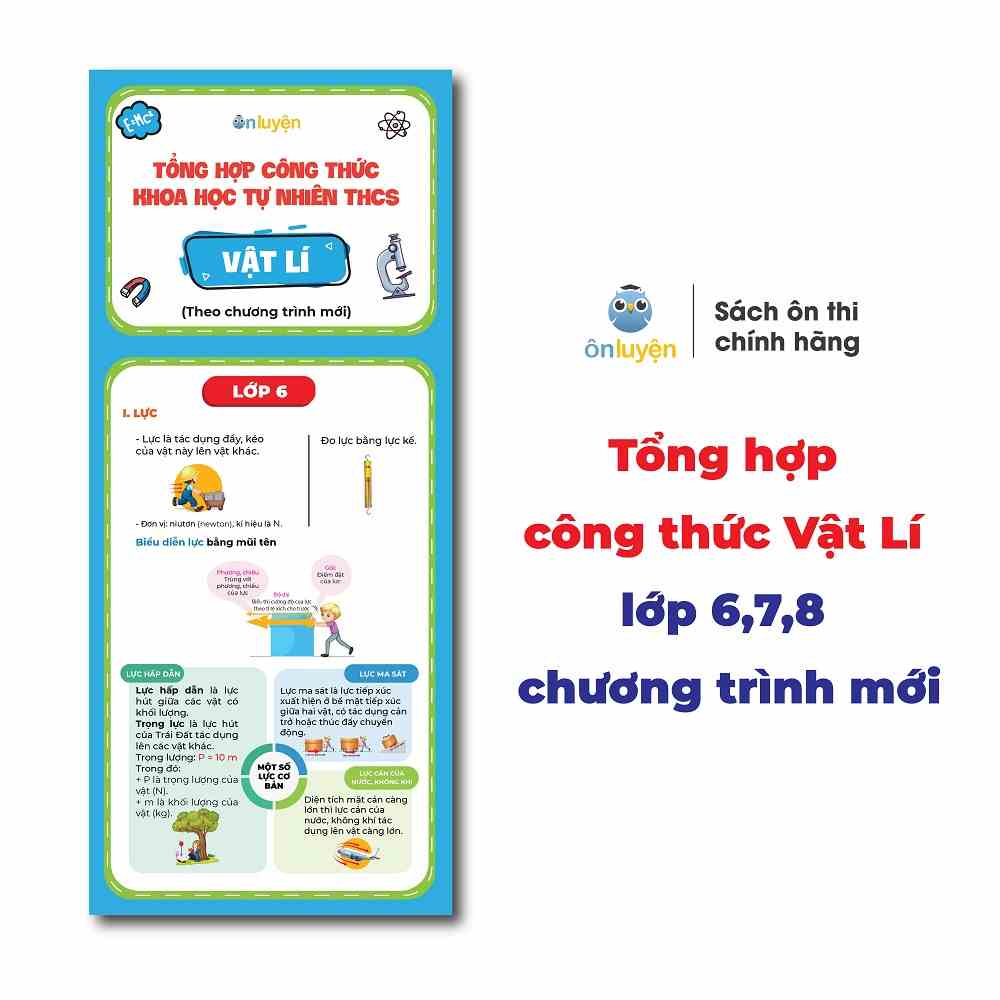 Tờ công thức Lí lớp 6,7,8 chương trình mới, dùng cho cả 3 bộ sách Kết nối, Chân trời, Cánh diều - Nhà sách Ôn luyện