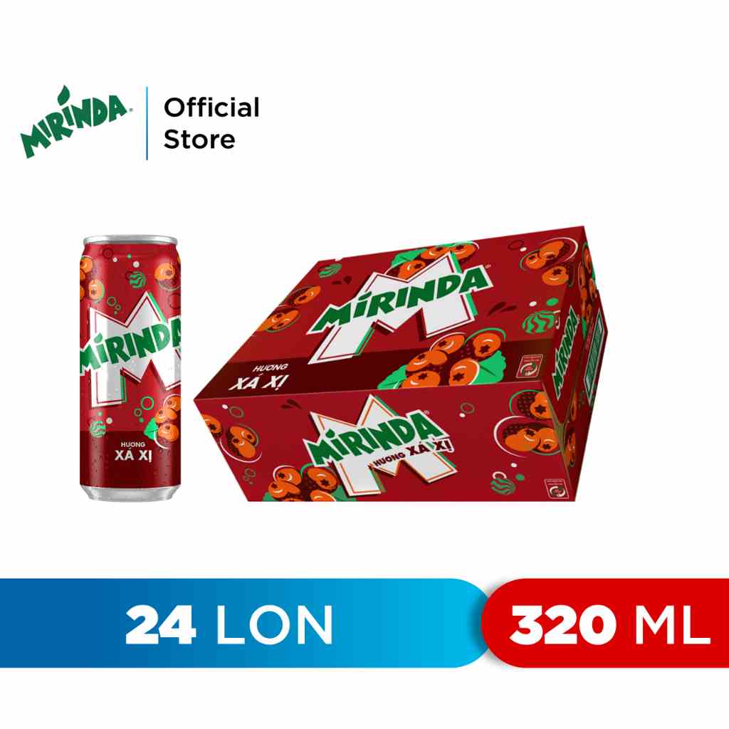 [HỎA TỐC-HCM&ĐN]Thùng 24 Lon Nước Ngọt Có Gaz Mirinda Xá Xị (320ml/lon)