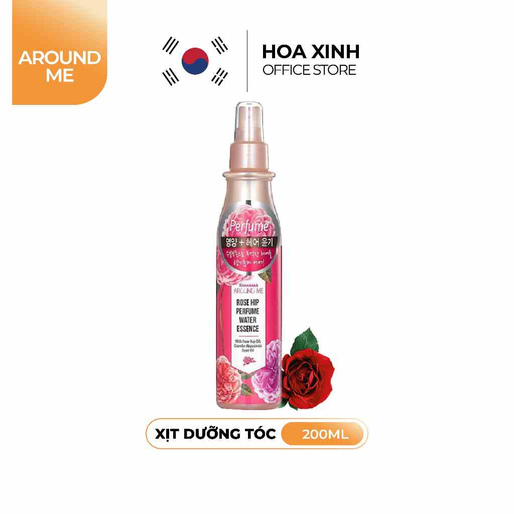 Xịt Thơm Dưỡng Tóc Hư Tổn Hương Hoa Hồng AROUND ME Rose Hip Perfume Water Essence 200ml