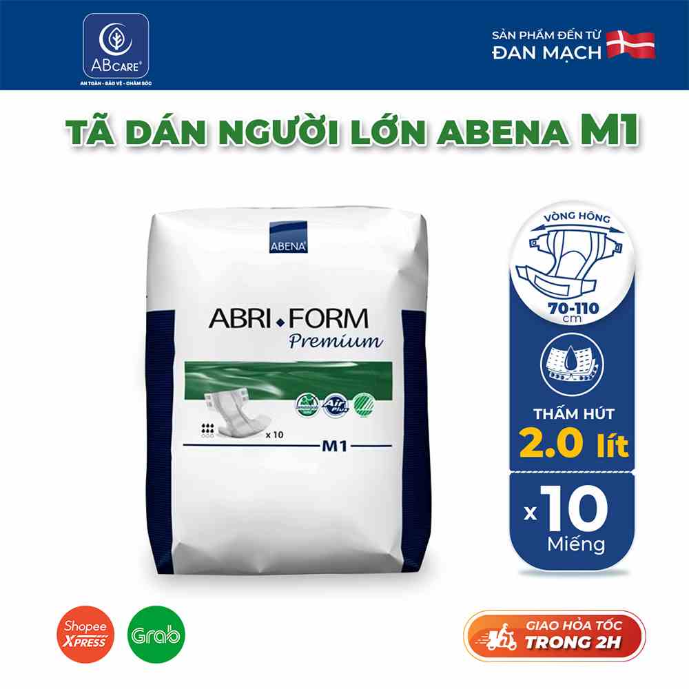 Combo 6 bịch tã dán người lớn Abena Abri Form Premium - Nhập khẩu Đan Mạch (Gói 10 miếng)