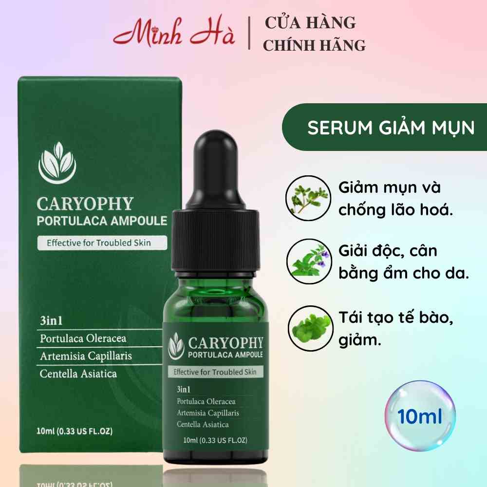 Serum Caryophy Portulaca Ampoule 10ml chiết xuất từ rau má giúp giảm mụn hiệu quả