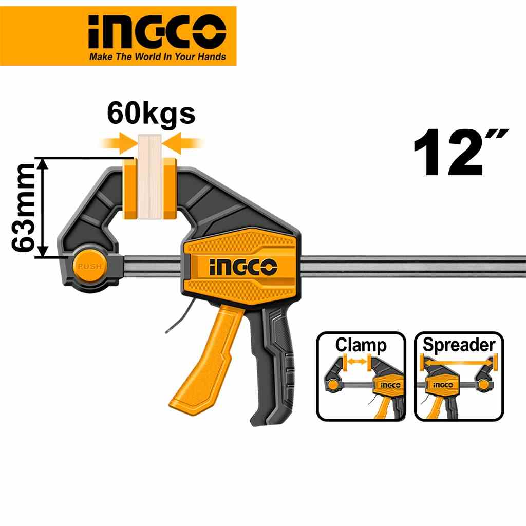 Cảo kẹp nhanh 30cm 12inch chuyên kẹp gỗ, ngành mộc INGCO HQBC01602