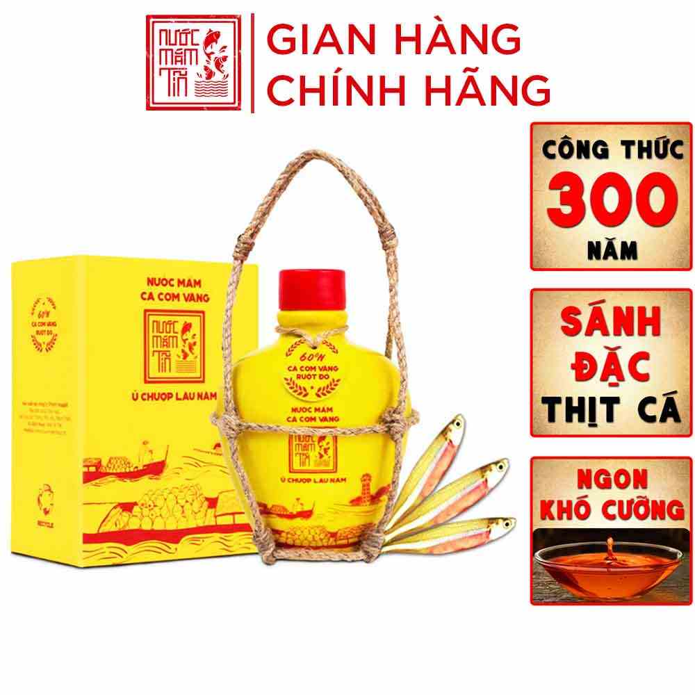 [ Bình gốm 60 đạm ] Nước mắm Tĩn cá cơm vàng ruột đỏ độ đạm 60N 250ml rin nguyên chất truyền thống không chất bảo quản