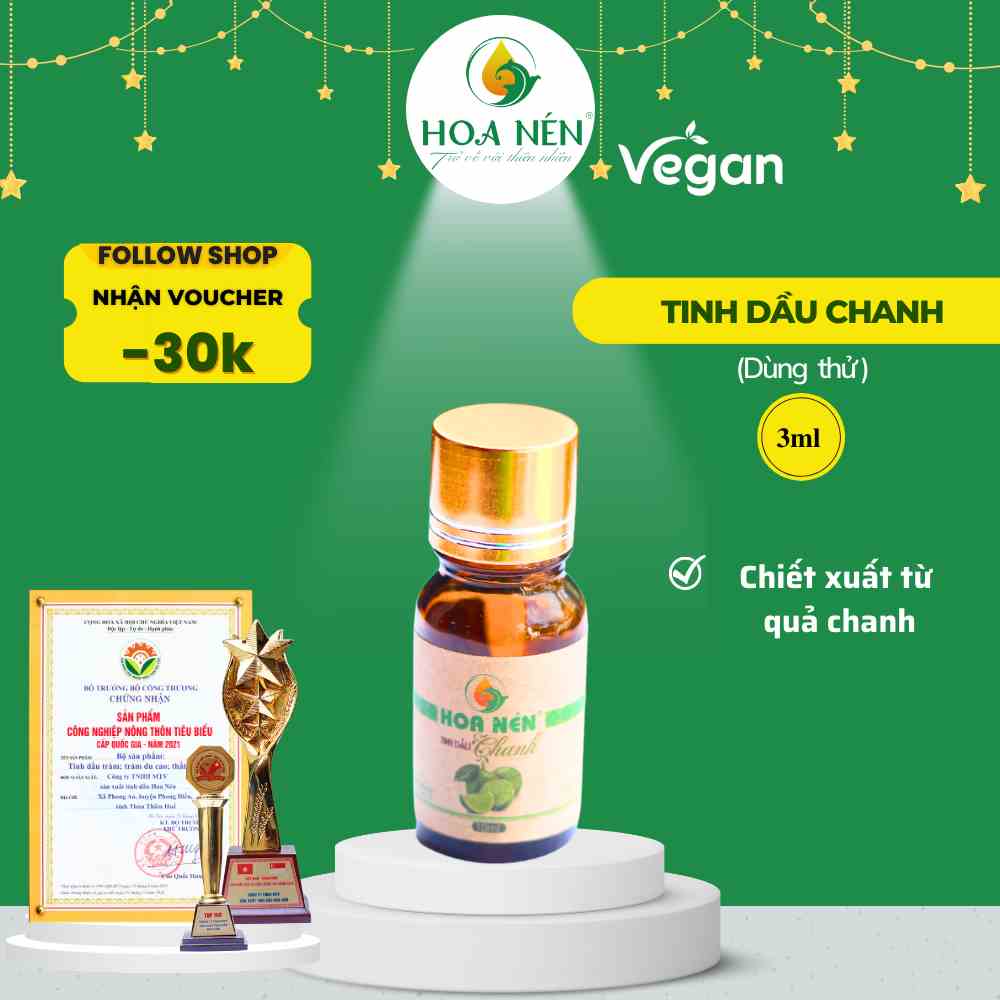 [Mã BMLTA35 giảm đến 35K đơn 99K] Tinh dầu chanh 3ml - Hoa Nén - Hương thơm mát, khử mùi, ẩm mốc, đuổi muỗi, côn trùng