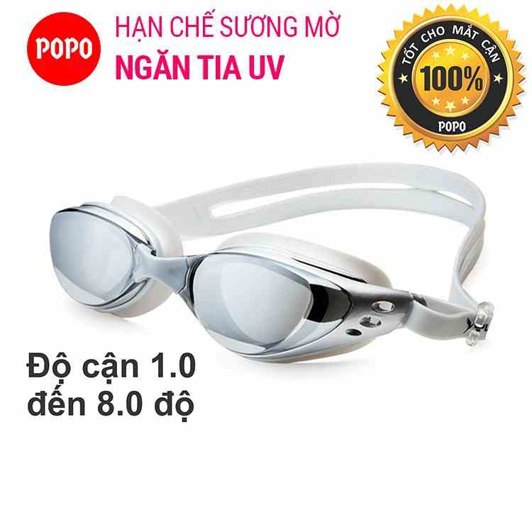 Kính bơi cận thị 610 POPO có độ từ 1,0 đến 8.0 cản UV sử dụng cho người lớn nam nữ trẻ em từ 8 tuổi