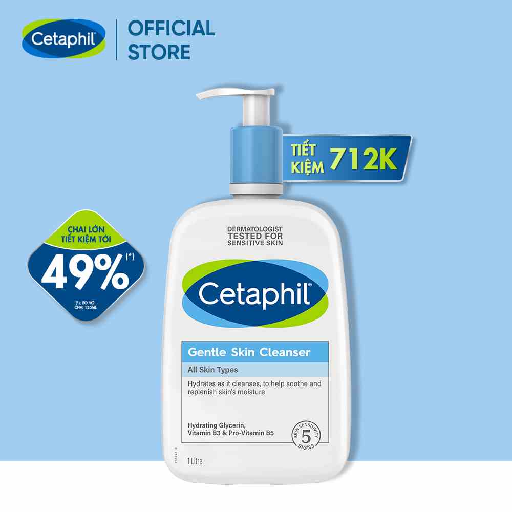 Sữa rửa mặt dịu lành cho da nhạy cảm CETAPHIL GENTLE SKIN CLEANSER 1000ML