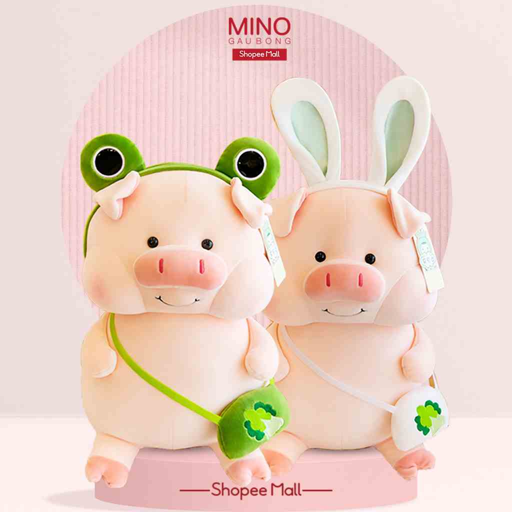 Gấu Bông Heo Hồng Cosplay Ếch Và Thỏ MINO STORE TH95