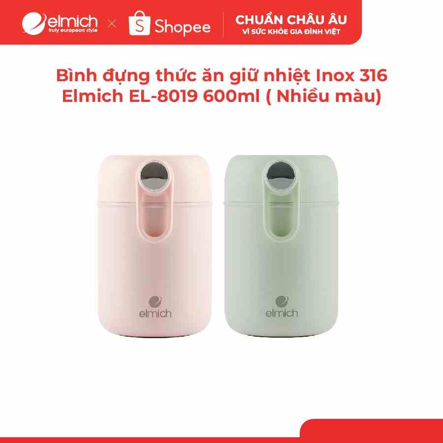 [LIFEMCMBP4 -12% đơn 250K] Bình đựng thức ăn giữ nhiệt Inox 316 Elmich EL-8019 dung tích 600ml ( Nhiều màu)