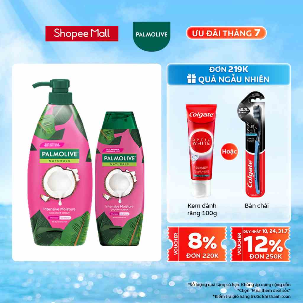 Bộ 2 Dầu gội xả 2in1 Palmolive thiên nhiên 600ml và 180ml