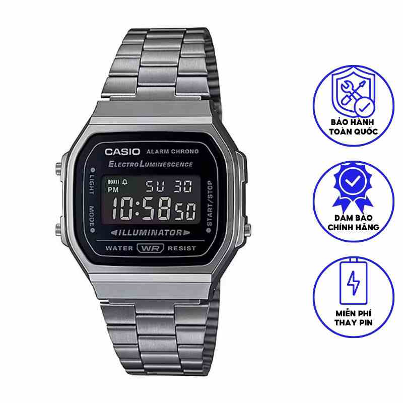 Đồng hồ Casio Nam Dây Kim Loại Vintage A168WGG-1BDF Chính Hãng