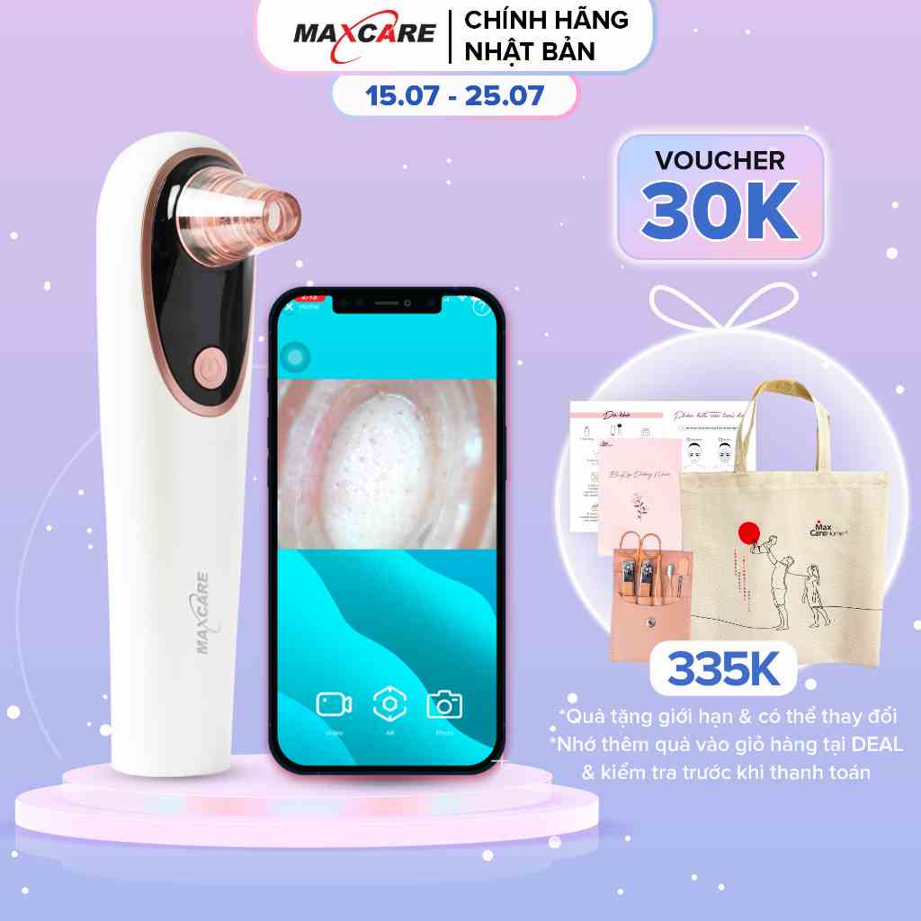 Máy hút mụn đầu đen tích hợp CAMERA SOI DA Maxcare Max666PRO phiên bản cao cấp, Kết nối App, Zoom X20, Lực hút mạnh