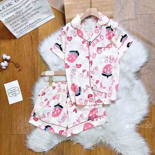 [Mã BMLTB35 giảm đến 35K đơn 99K] Bộ Đồ Ngủ Pijama Cộc Tay Dành Cho Bé Gái Từ Chất Liệu Lụa Mango - BPN55 - Babi mama