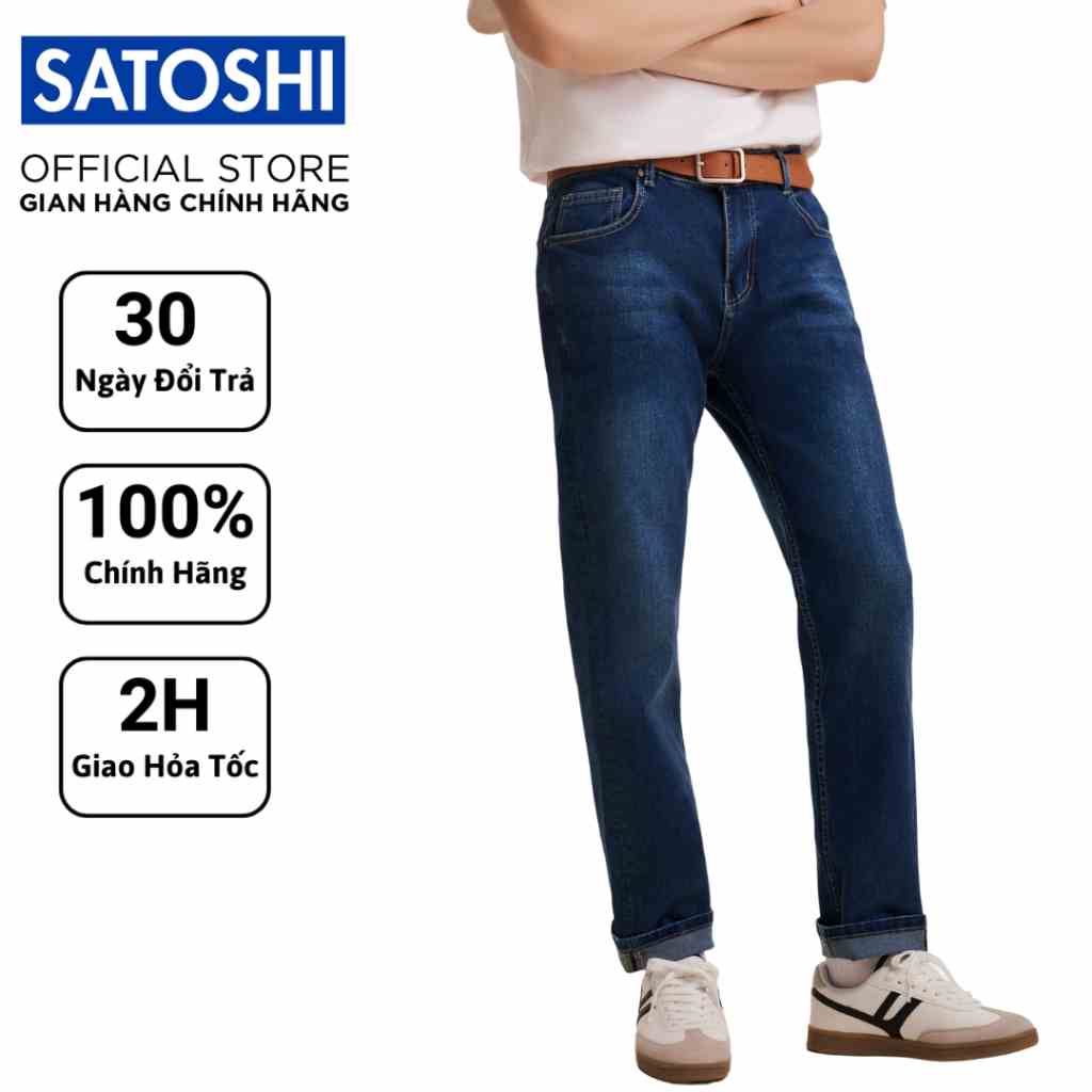 [Mã BMLTB200 giảm đến 100K đơn 499K] Quần Jean Nam Satoshi SAQJ55 slimfit màu xanh đậm trẻ trung năng động