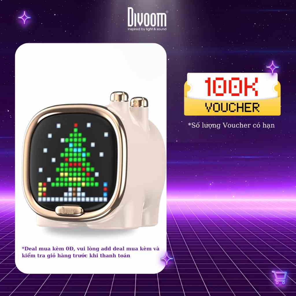 Loa Bluetooth Divoom Zooe màn hình LED 256 Full RG, thiết kế nhỏ gọn, tích hợp APP nhiều tính năng