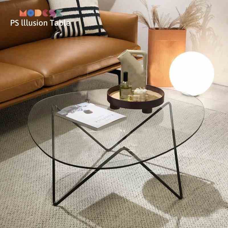 Bàn Sofa - trà Modesk PS lllusion Table thiết kế độc đáo sắt sơn tĩnh điện kính cường lực [phòng khách - quán cafe]