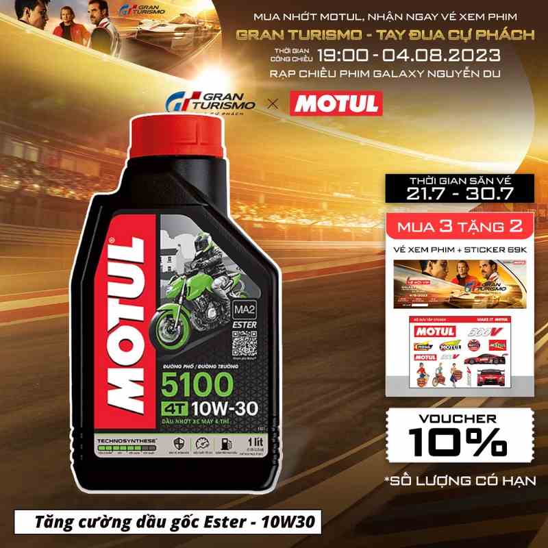 [Mã BMLTB35 giảm đến 35K đơn 99K] Dầu nhớt xe máy MOTUL 5100 4T 10W30 1L