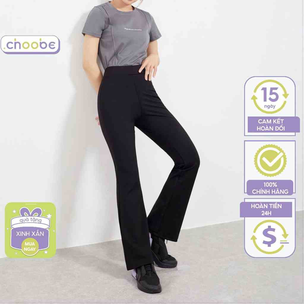 Quần ống loe Choobe nữ lưng cạp cao co giãn form đẹp legging bigsize vải Umi Hàn dày dặn dáng dài Q25