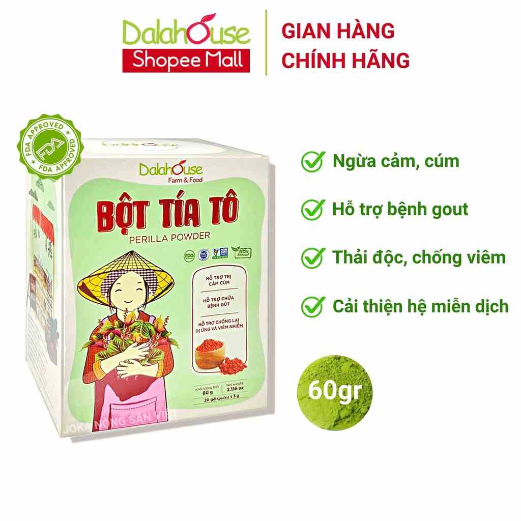 Bột tía tô nguyên chất hữu cơ Dalahouse 60g công nghệ sấy lạnh đạt chuẩn Châu Âu