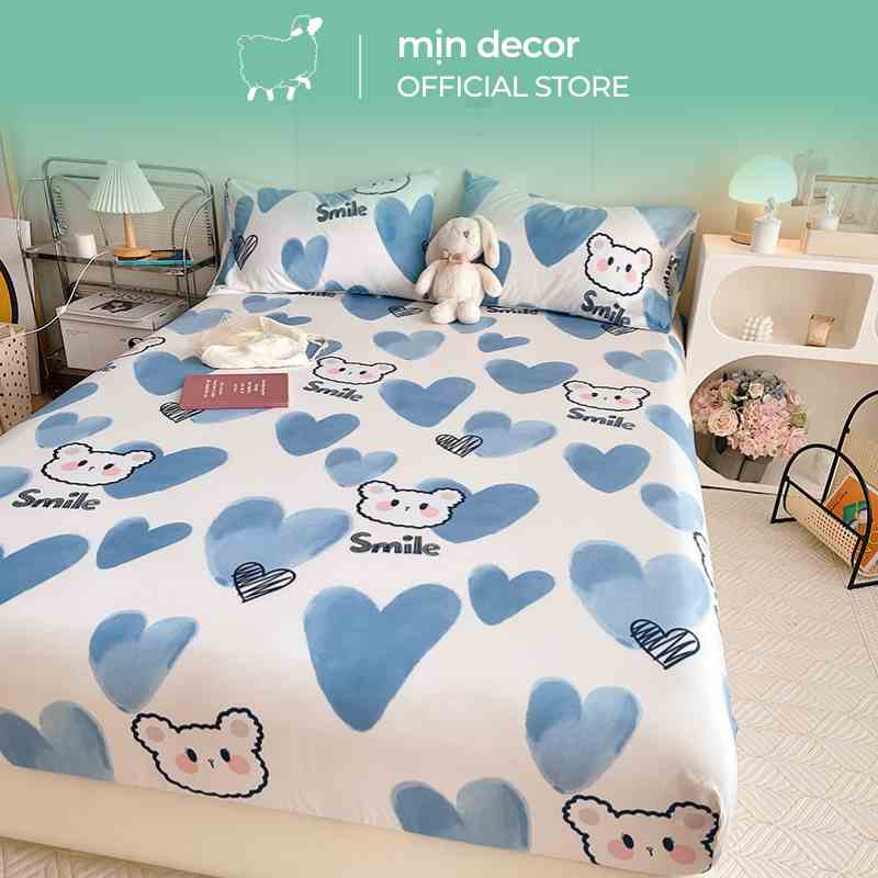 [Mã BMLTA35 giảm đến 35K đơn 99K] Bộ ga giường kèm 2 vỏ gối cotton 100% Mịn Decor thoáng mát nhiều mẫu mã