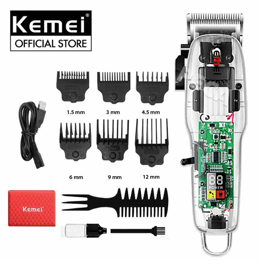 Tông đơ cắt tóc chuyên nghiệp Kemei KM-NG108 màn hình LCD công suất mạnh 5W sạc nhanh USB pin trâu 3h - chính hãng