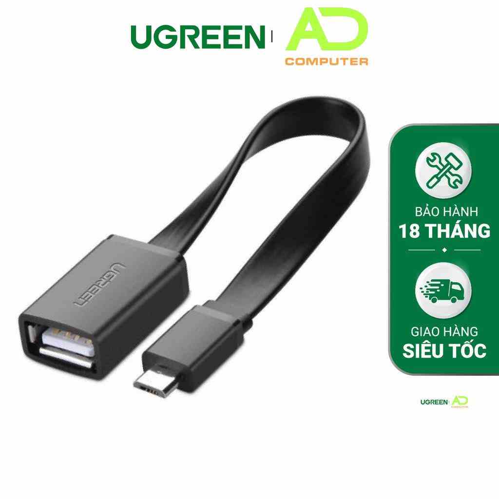 Dây Micro USB 2.0 OTG dạng tròn + dạng dẹt dài 10-12cm UGREEN US133 - Hàng phân phối chính hãng - Bảo hành 18 tháng