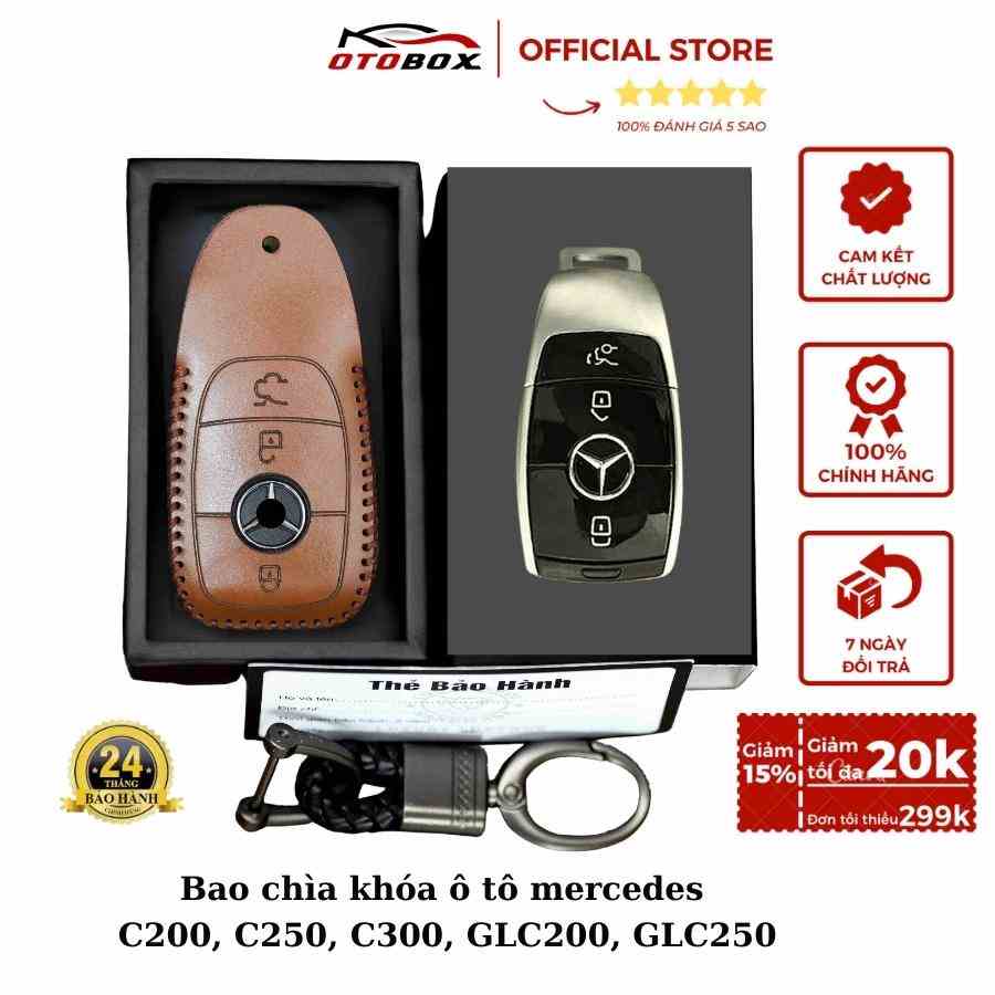 Bao da chìa khóa ô tô xe hơi Mercedes form to, bọc chìa khóa smartkey da thật chống xước chính hãng OTOBOX