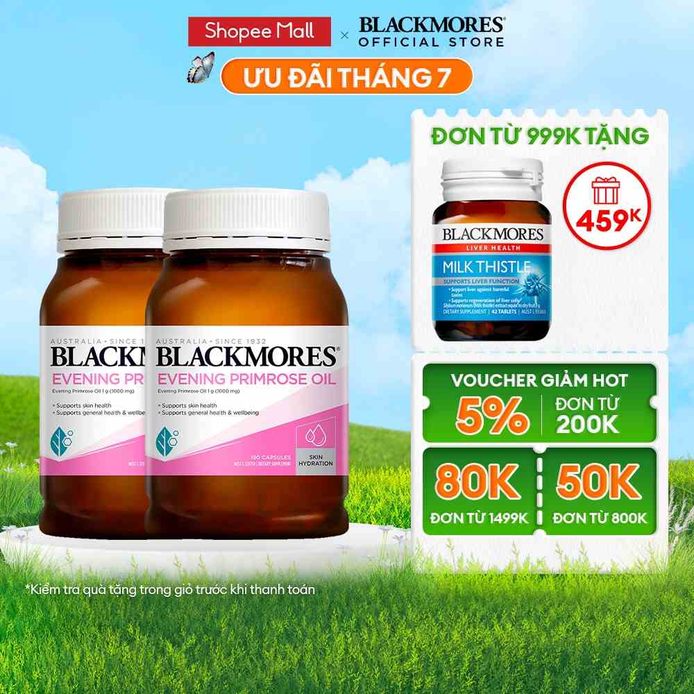 Combo 2 Lọ Tinh Dầu Hoa Anh Thảo Hỗ Trợ Cân Bằng Nội Tiết Tố Blackmores Evening Primrose Oil 190 Viên/Lọ