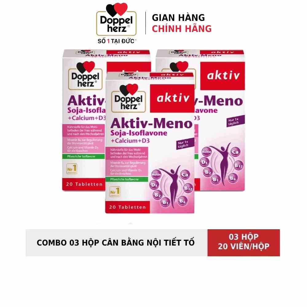 Combo 03 hộp viên uống cân bằng nội tiết tố Doppelherz Aktiv Meno (03 hộp, 20 viên/hộp)