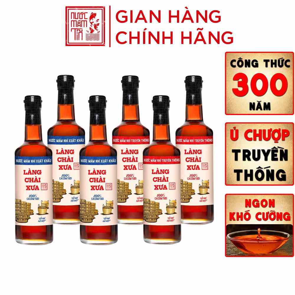 [ CHÍNH HÃNG ] Thùng 6 chai kết hợp NƯỚC MẮM NHỈ LÀNG CHÀI XƯA TRUYỀN THỐNG (3 chai đỏ + 3 chai xanh) 500ml/chai