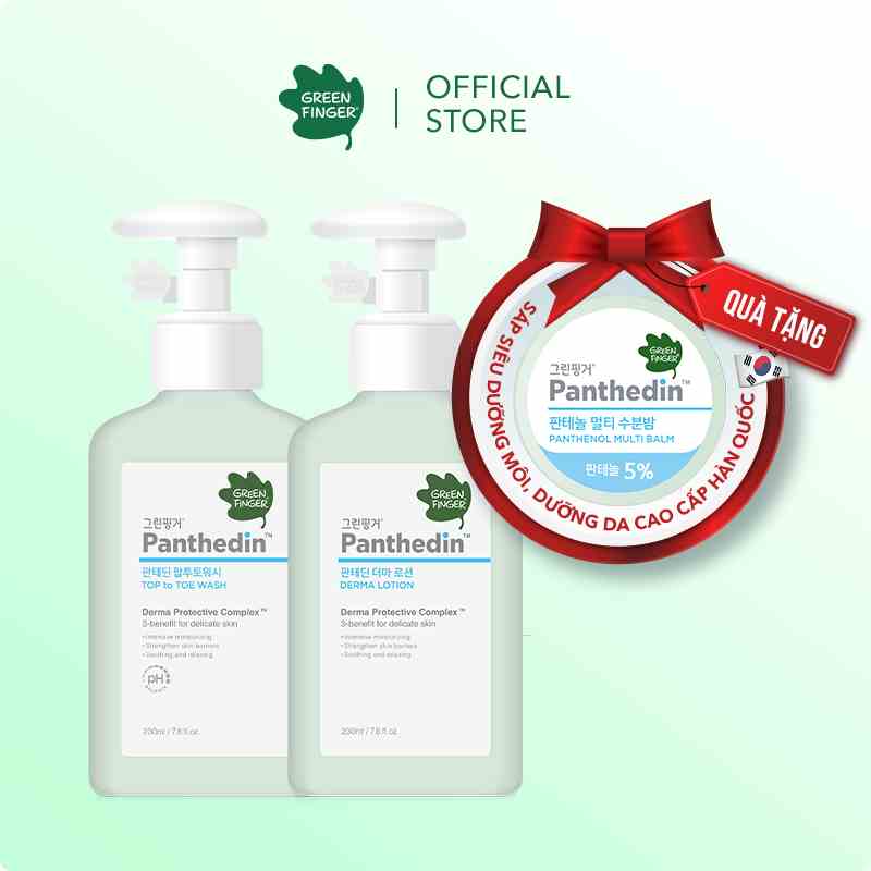 Combo 1 Sữa Tắm Gội Và 1 Sữa Dưỡng Thể Cao Cấp cho bé (0-36 tháng) Greenfinger Panthedin Top To Toe Wash + Lotion⁸