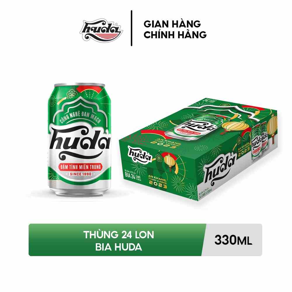 Thùng 24 lon bia Huda 330ml (330ml/lon)