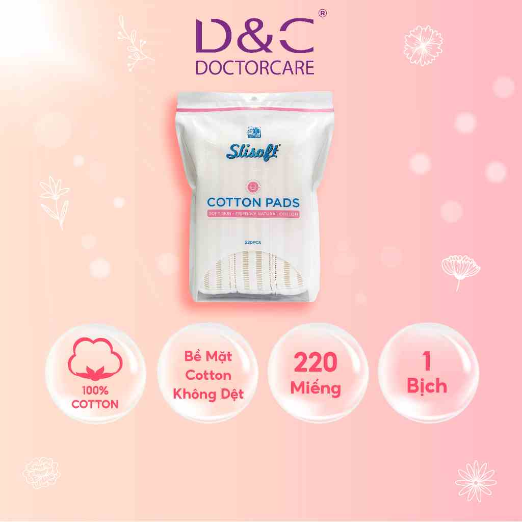 Bông tẩy trang Slisoft cotton không dệt, mềm mịn an toàn cho da