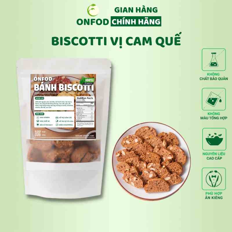 Bánh ăn kiêng giảm cân biscotti ONFOD vị cam quế dành cho người tiểu đường, ăn kiêng, giảm cân 250g