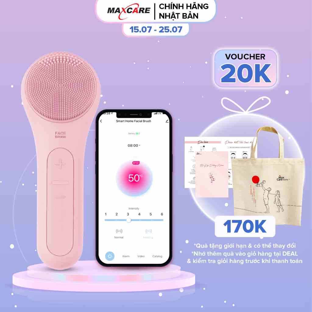 Máy rửa mặt kết nối app thông minh Maxcare Max999PRO sản phẩm cao cấp theo dõi và cài đặt chế độ làm sạch da chuyên biệt