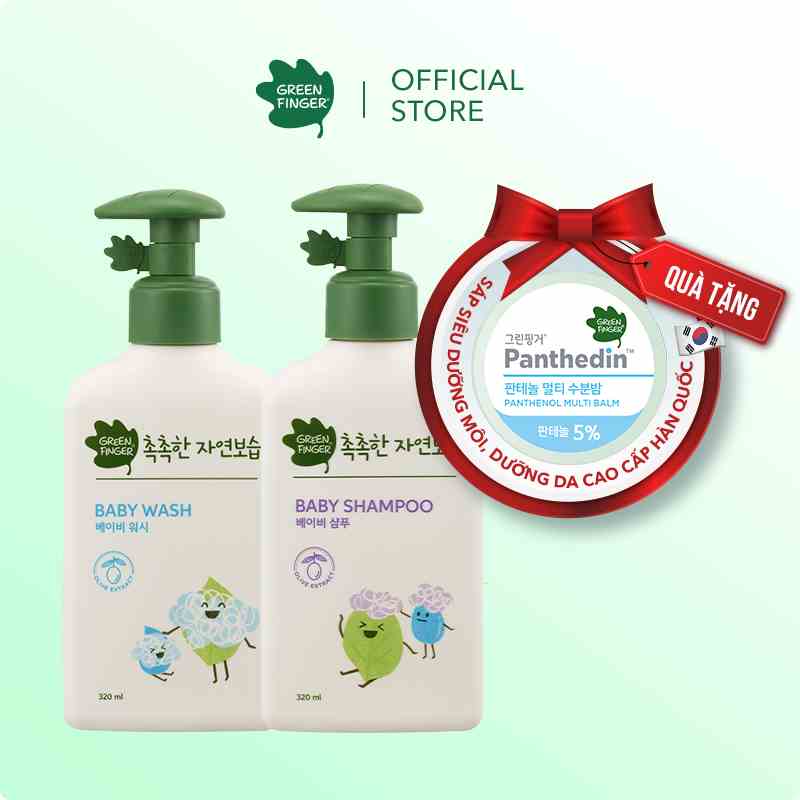 Combo 1 Dầu Gội Và 1 Sữa Tắm Dưỡng Ẩm Cho Bé (0-36 tháng) GREENFINGER CHOKCHOK MOISTURE BABY SHAMPOO 320ml + WASH 320ml