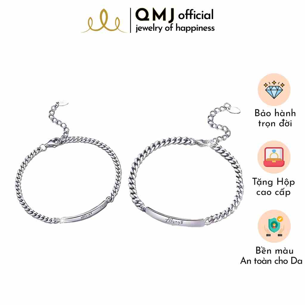 Vòng tay cặp đôi nam nữ Unisex bạc 925, khắc tên theo yêu cầu, tình bạn thân đẹp Always QMJ - Q588