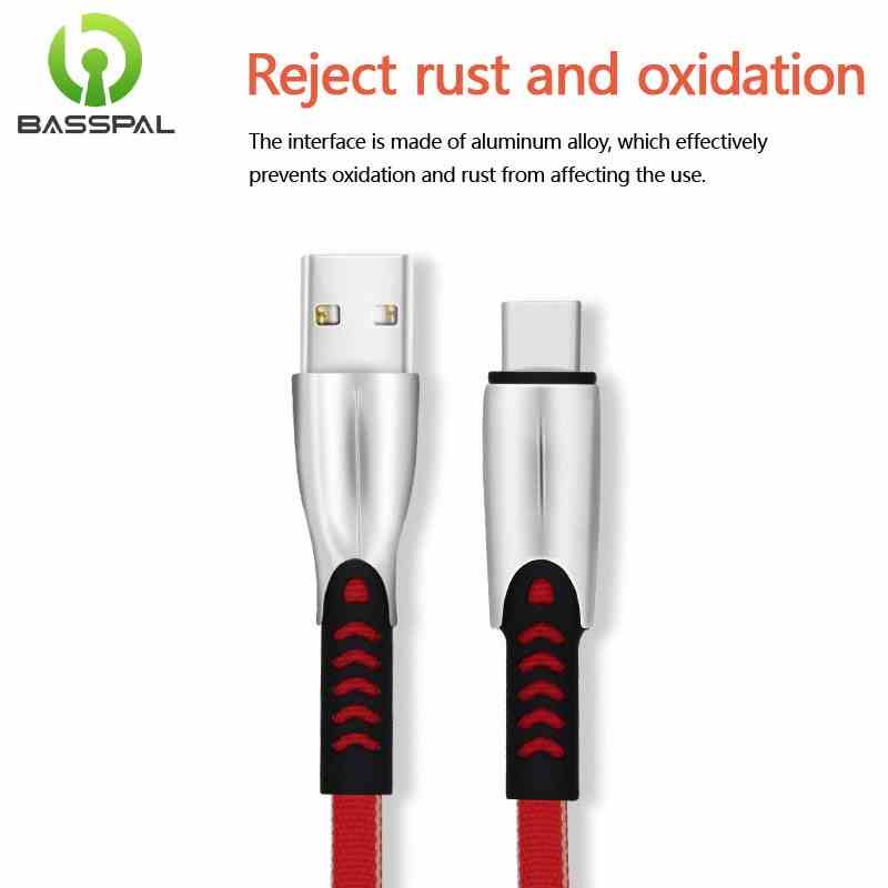 Cáp dữ liệu Basspal sạc nhanh 1m đầu micro Usb/ type-C/ Lightning cho điện thoại iPhone Android P20 P30 Mate 20 Pro